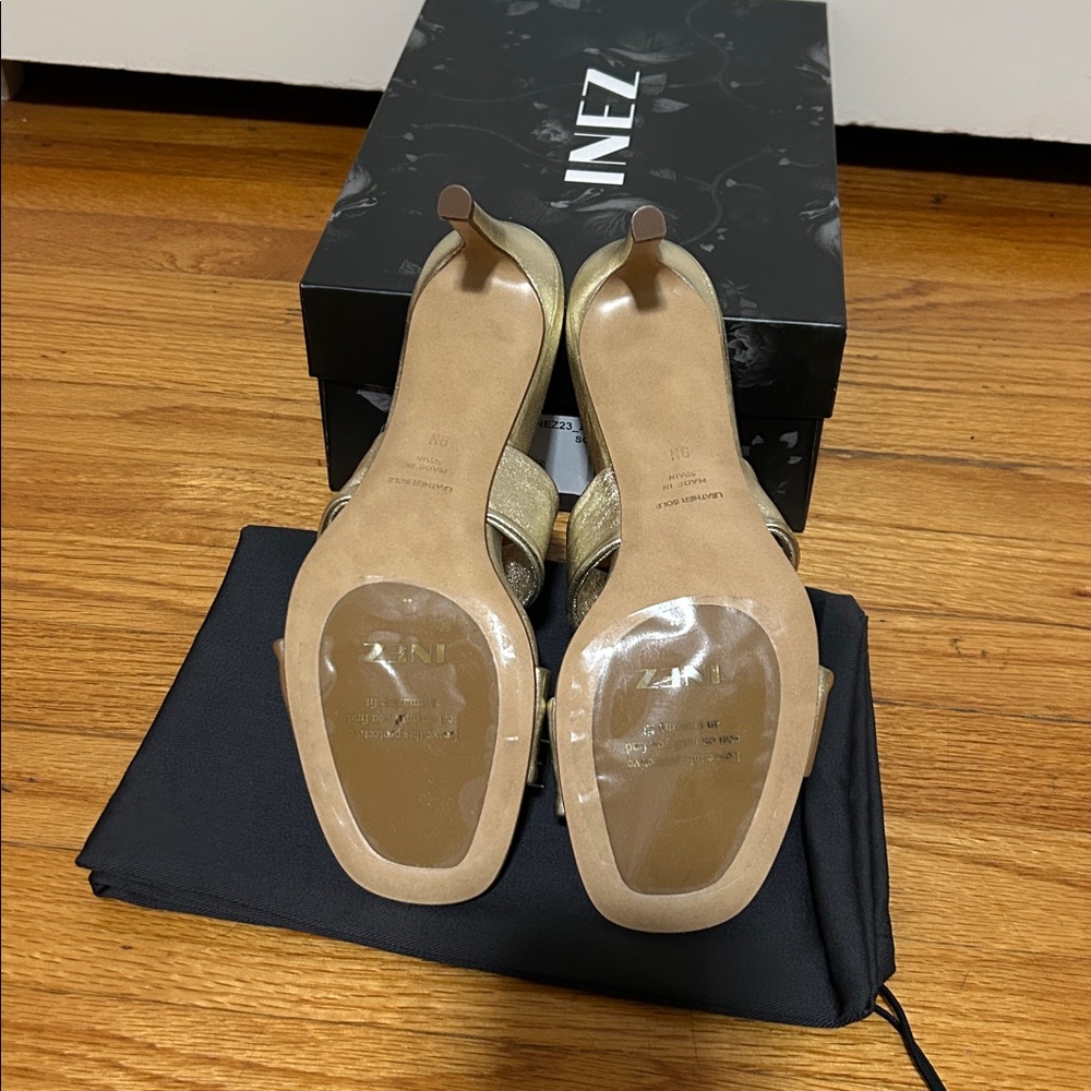 Elegant Inez Isa Gold Women's Heeled Sandals - Picture 3 of 14